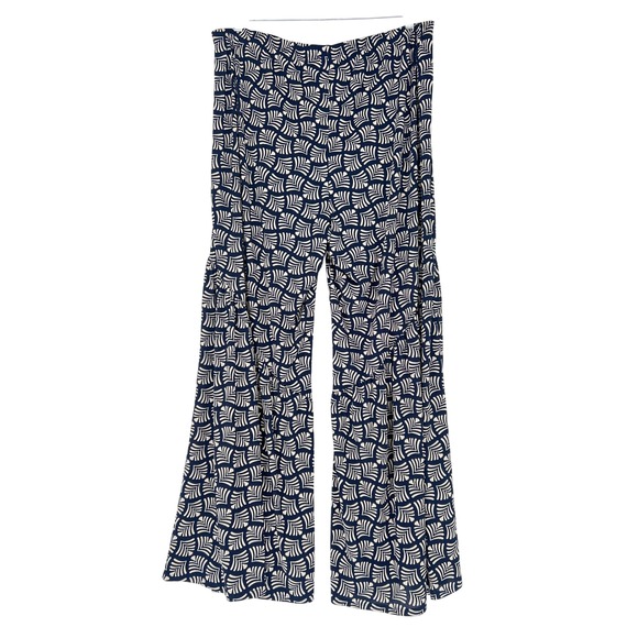 Cato Pants - Cato Pull On Pants Women 22/24W Navy Cream Geometric Wide Leg Casual Boho